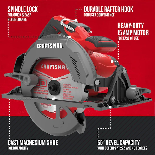 CRAFTSMAN Circular Saw CMES510 15-Amp 7-1/4-in Corded