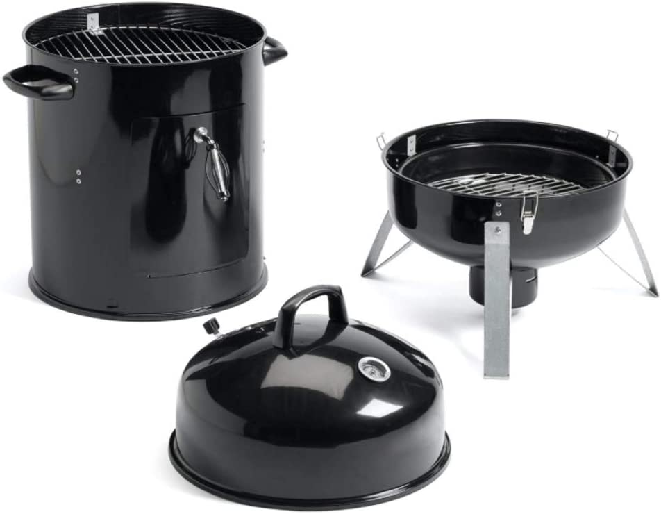 Humos Outdoor Vertical Charcoal Smoker 3 in 1: Oven + Smoker + Grill (18 inch)
