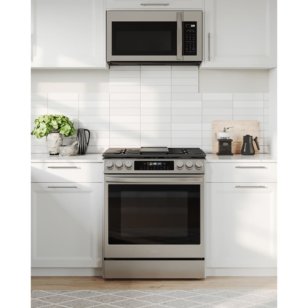 Midea 1.9 Cu. ft. 1000W 30″ Over-the-Range (OTR) Microwave. Stainless Steel