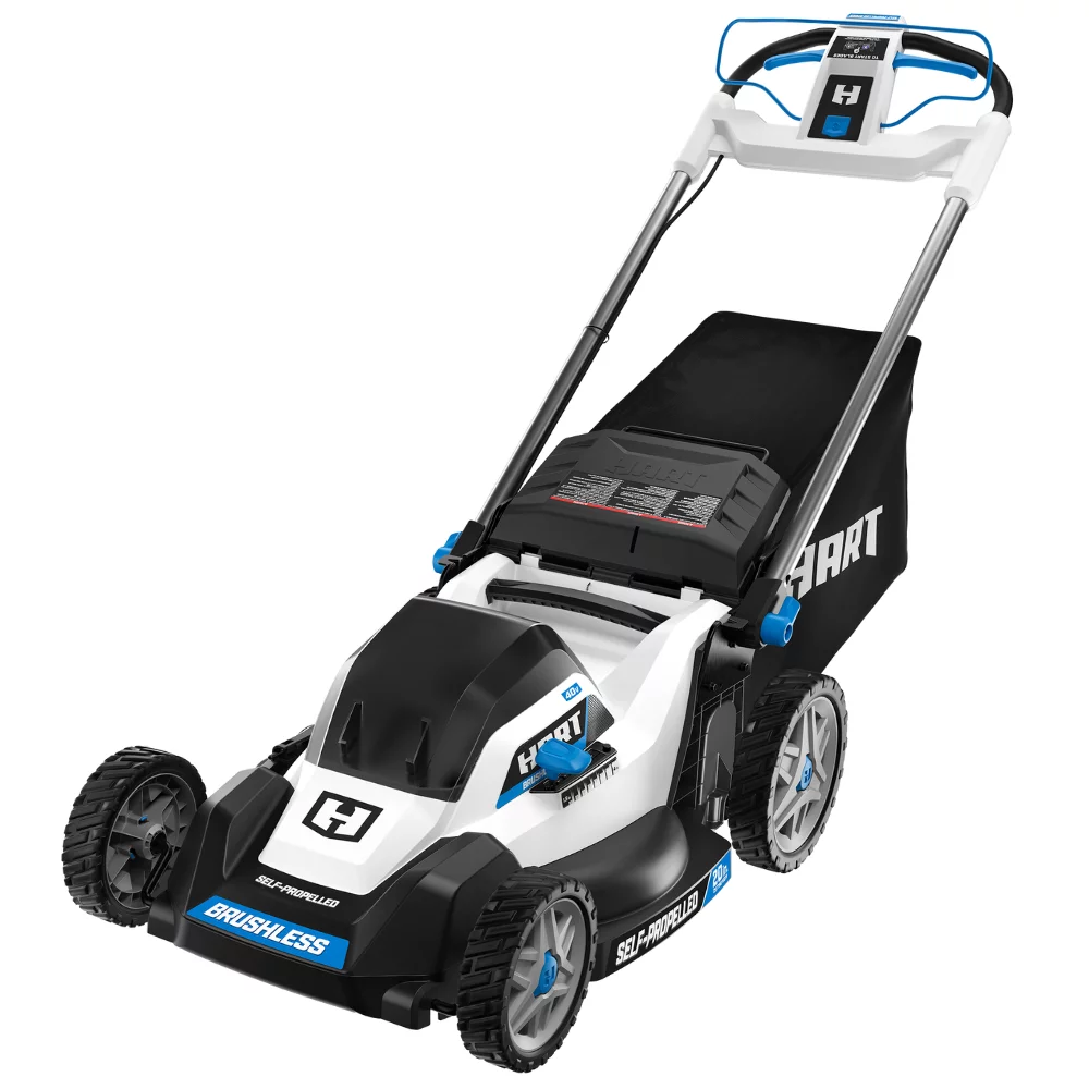 HART 40-Volt Cordless 20-inch Brushless Self Propelled Mower Kit. (1) 6.0 Ah Lithium-Ion Battery. (1) Battery Charger