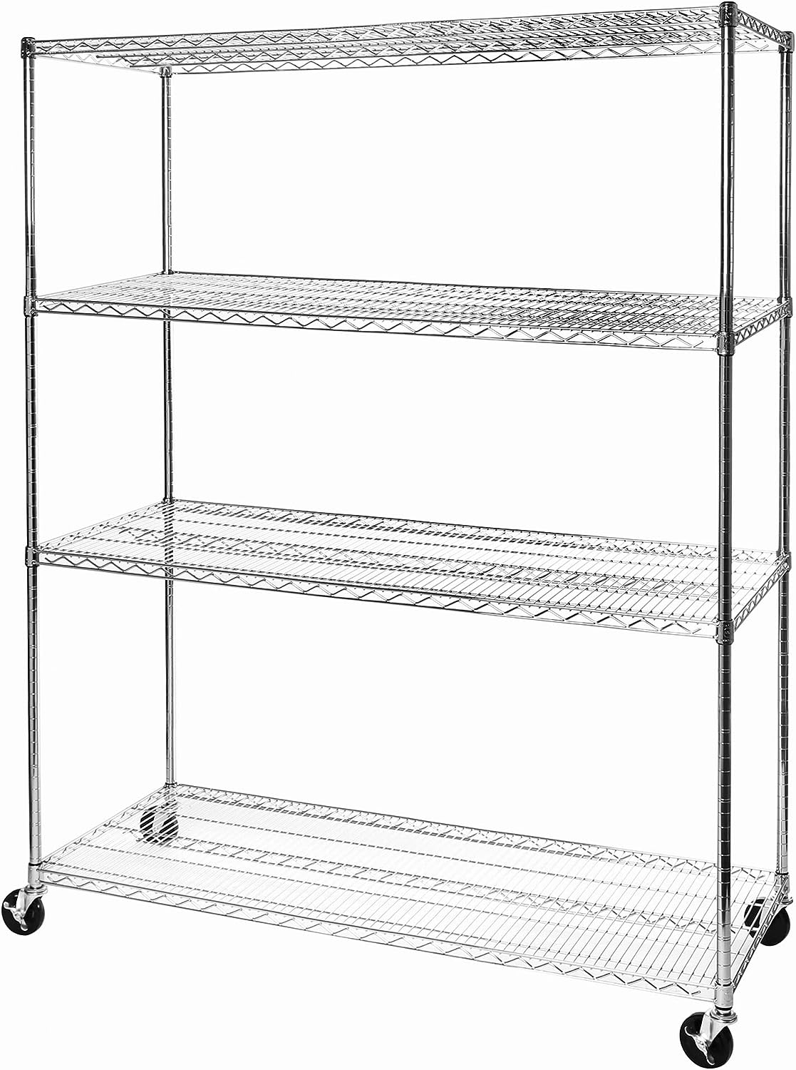 Seville Classics UltraDurable Heavy Duty NSF Solid Steel Wire Rack Storage Unit. Organizer for Garage. Warehouse. Office. Restaurant. Classroom. Kitchen. Steel. 4-Tier Shelving. 60″ W x 24″ D