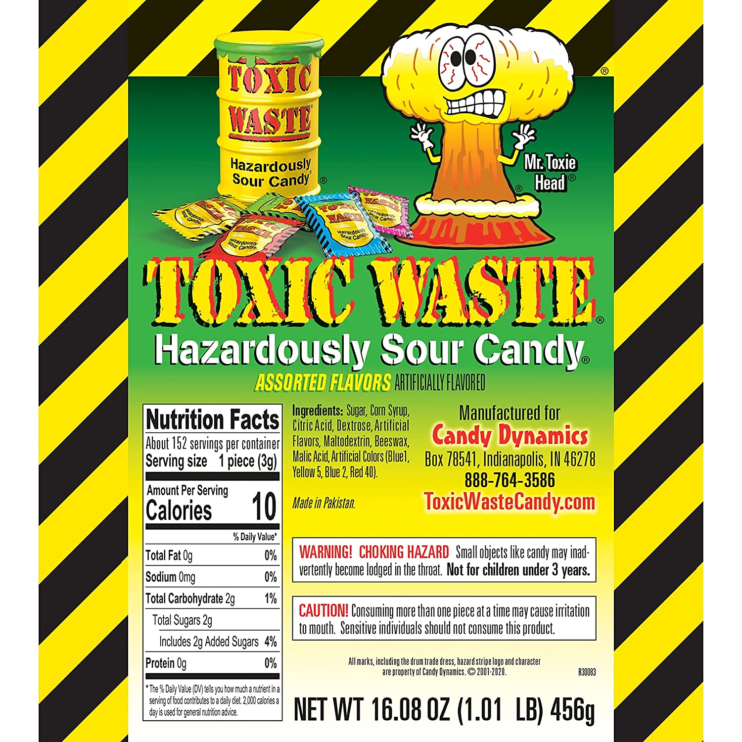 TOXIC WASTE 1 Pound Bag Assortment of Toxic Waste Sour Candy - 5 Flavor