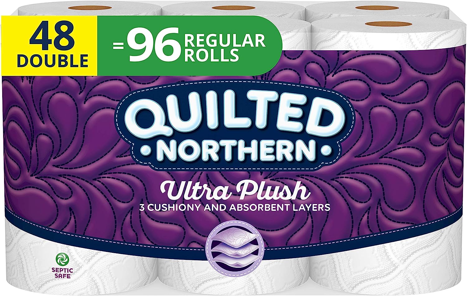 Quilted Northern Ultra Plush Toilet Paper. 48 Double Rolls. 48 = 96 Regular Rolls. 3 Ply Bath Tissue. 4 Pack of 12 Rolls