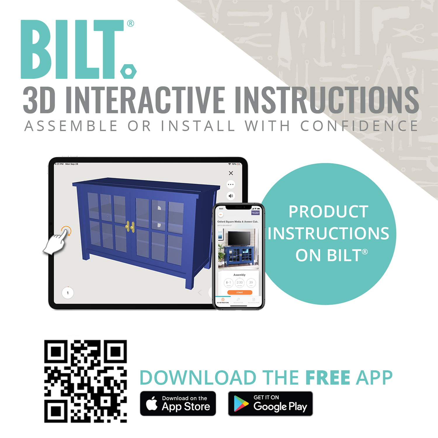 Better Homes & Gardens Oxford Square TV Stand for TVs up to 55″. Antique Blue