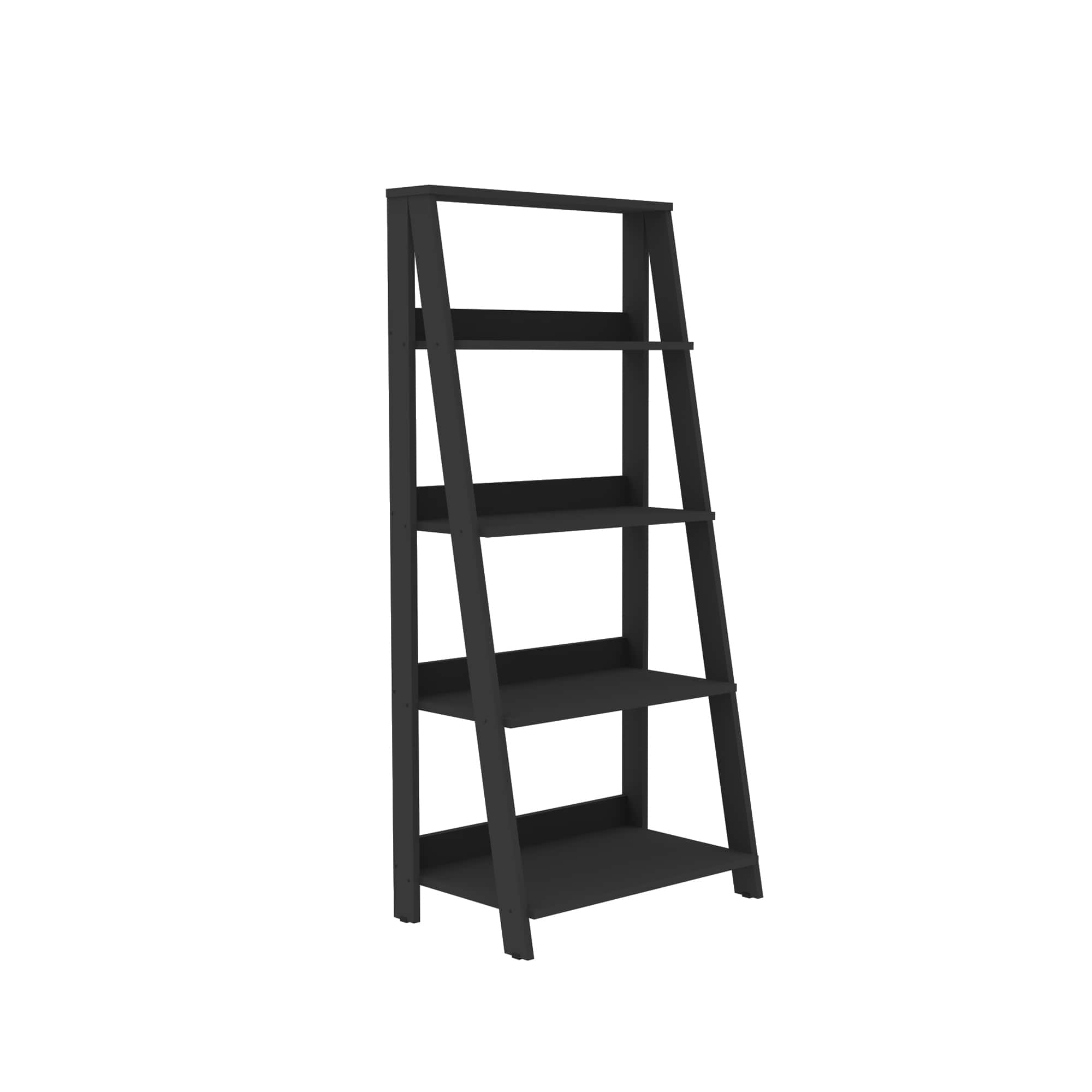 Walker Edison 55″ Black Modern Ladder Bookshelf
