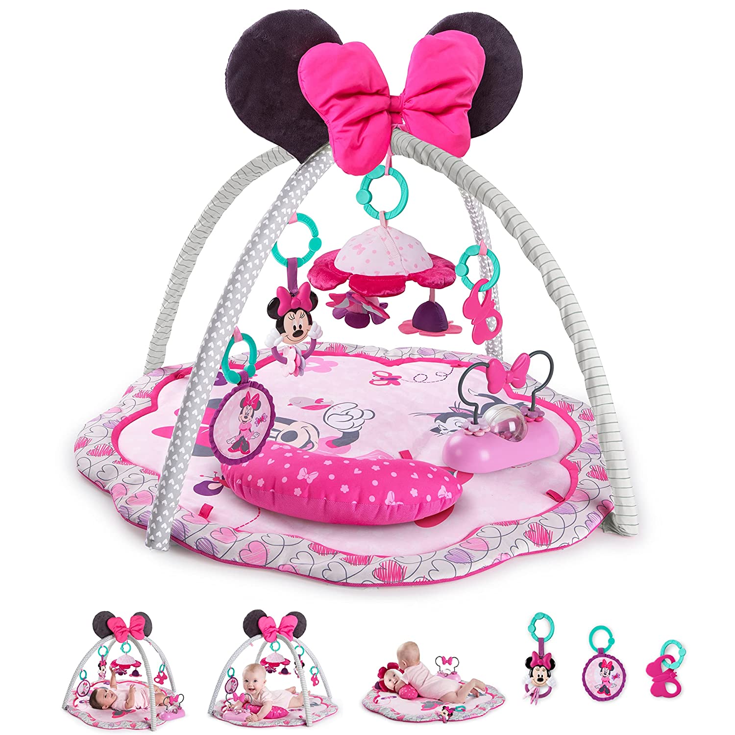 Bright Starts Disney Baby Minnie Mouse Garden Fun Activity Gym Play Mat with Melodies. Ages Newborn +