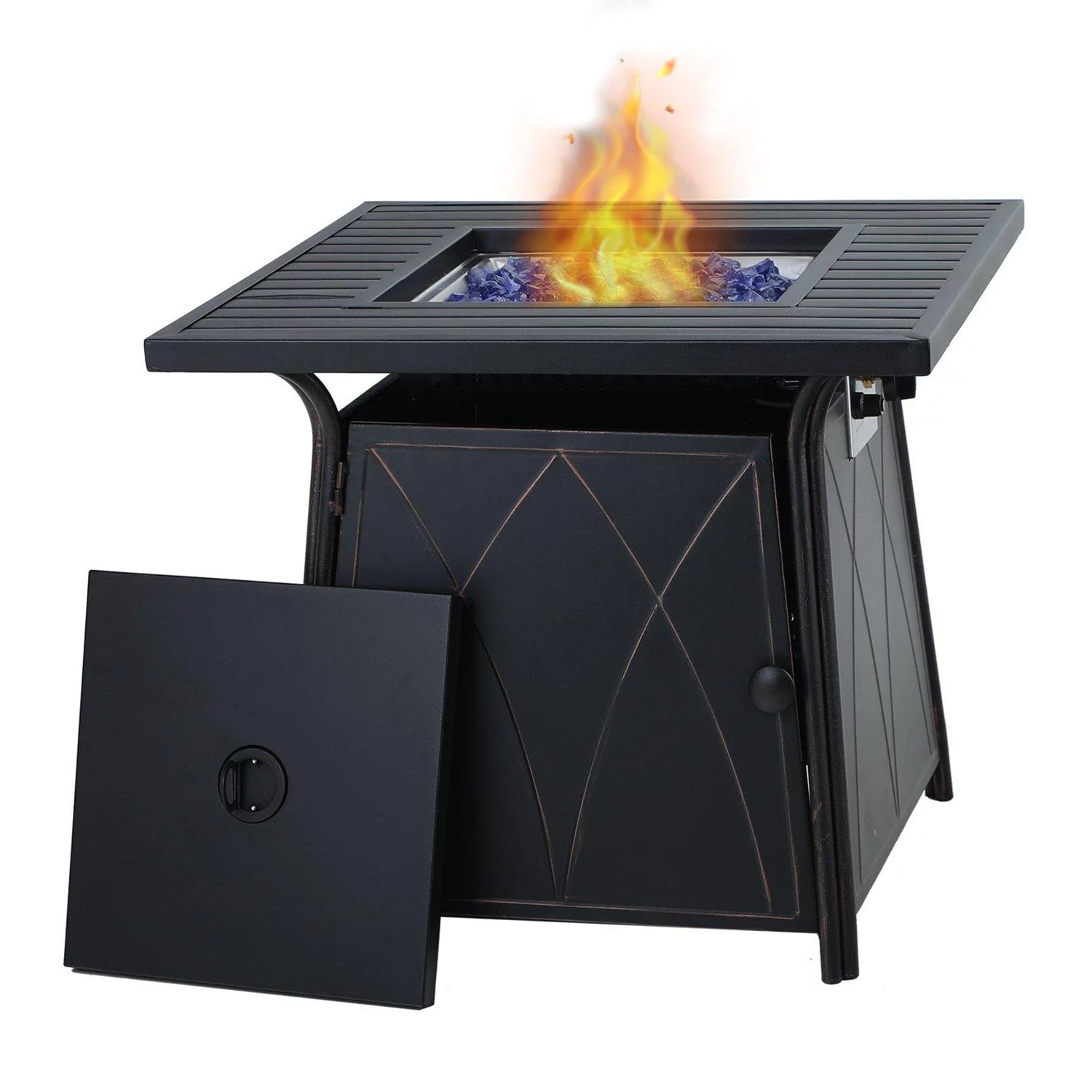 Sophia & William 28 inch Outdoor Gas Fire Pit Table with Lid 50.000 BTU