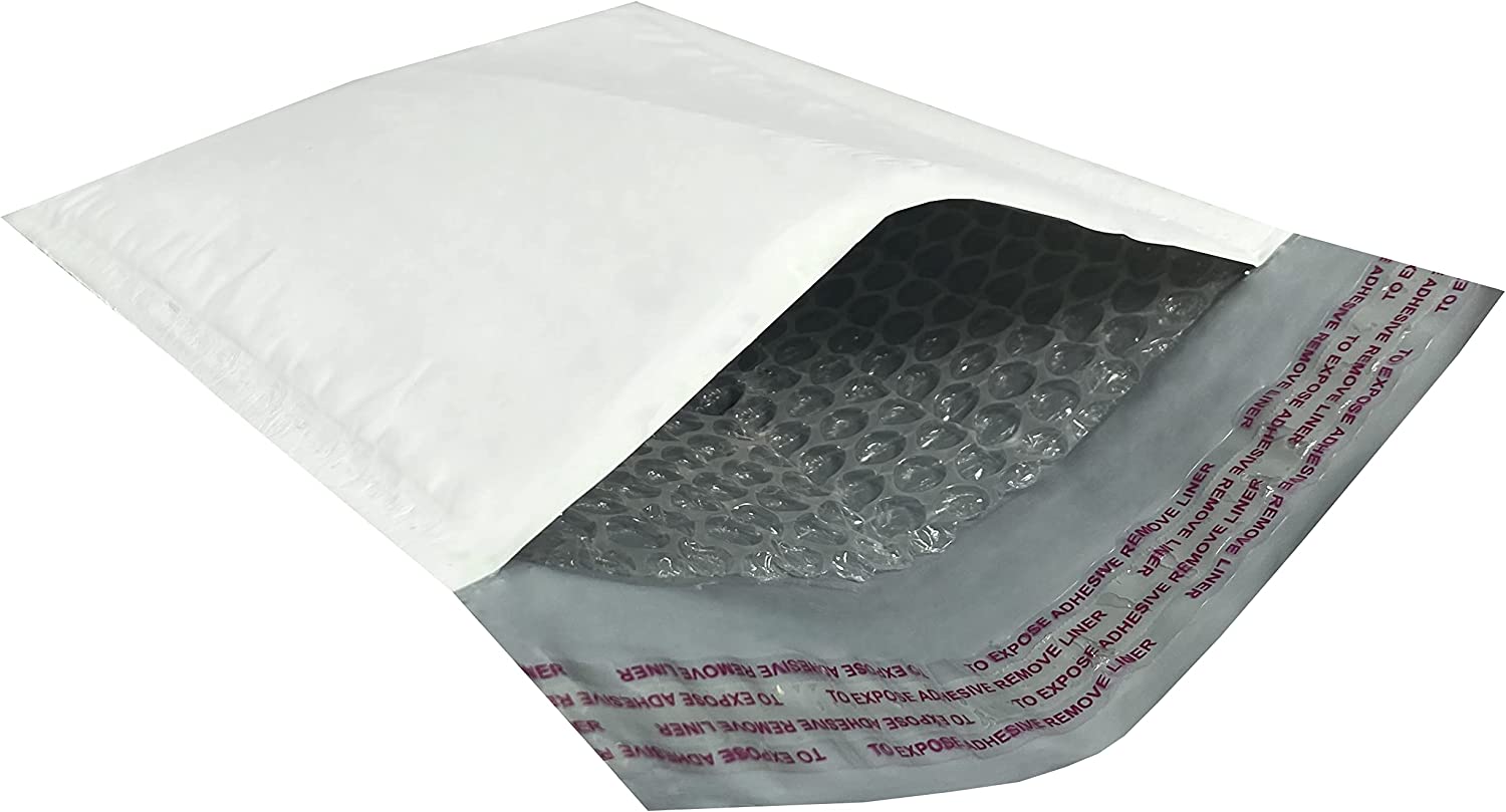 250 Poly Bubble Mailer Bags 6×10″ - #0 Pouches Envelopes White Self-Sealing