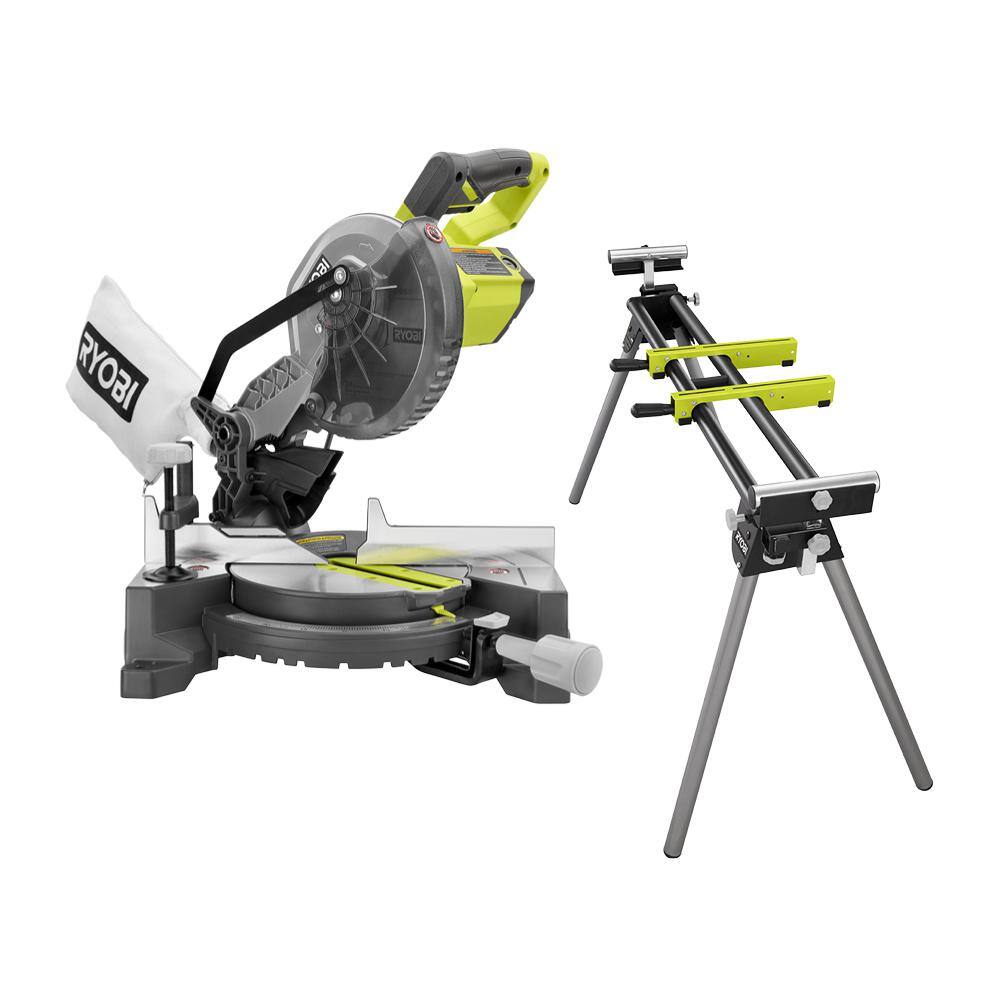 RYOBI TS1144-A18MS01G 9 Amp Corded 7-1/4 in. Compound Miter Saw with Universal Miter Saw QUICKSTAND