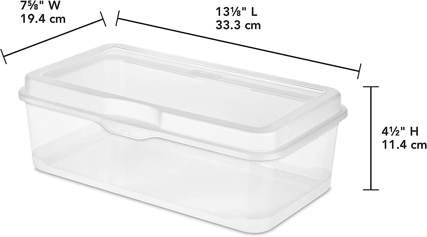 Sterilite 18058606 Large Flip Top. Clear. 6-Pack