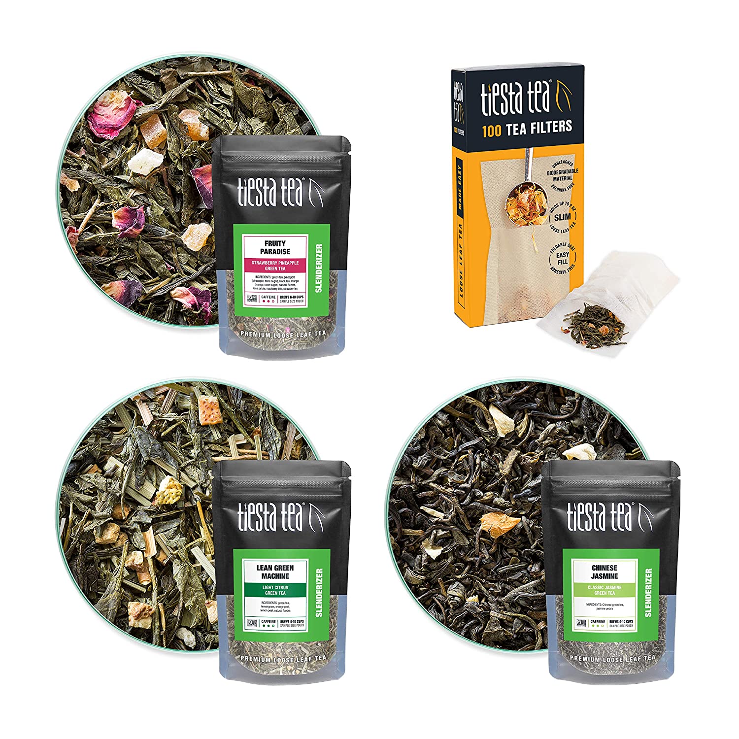 Tiesta Tea Loose Leaf Green Tea Gift Set. 3 Piece Set