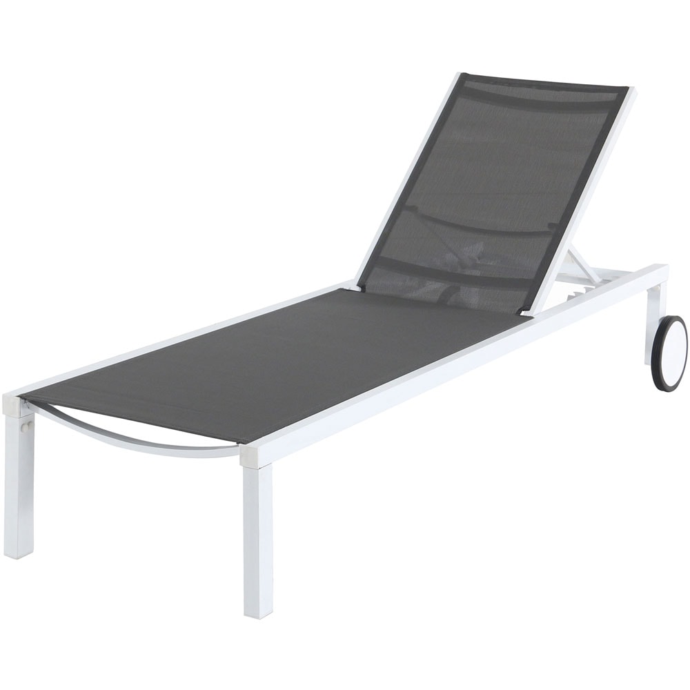 Mod Furniture Peyton White/Gray Metal Frame Stationary Chaise Lounge Chair(s) with Gray Sling Seat