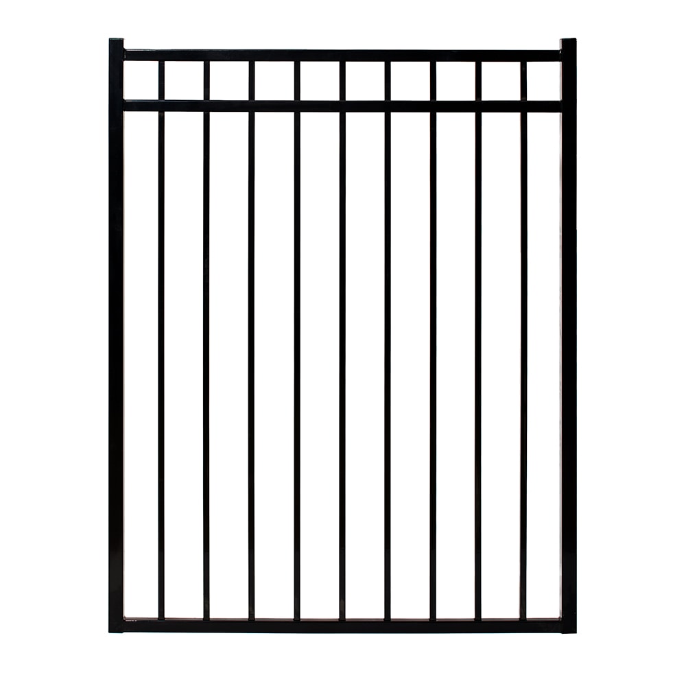 Fortress Building Products Versai 5-ft H x 5-ft W Gloss Black Powder-coated Galvanized Steel Spaced Picket Flat-top Privacy Walk-thru Fence Gate