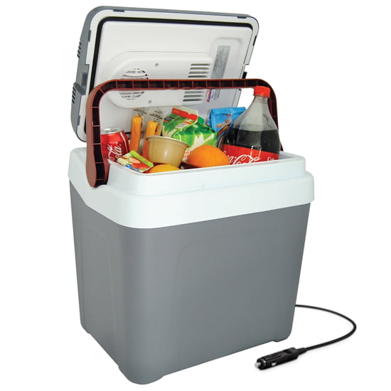Koolatron P25 Iceless Electric Cooler 12V 24L / 26 qt Portable Ice Chest Fridge Grey and Red