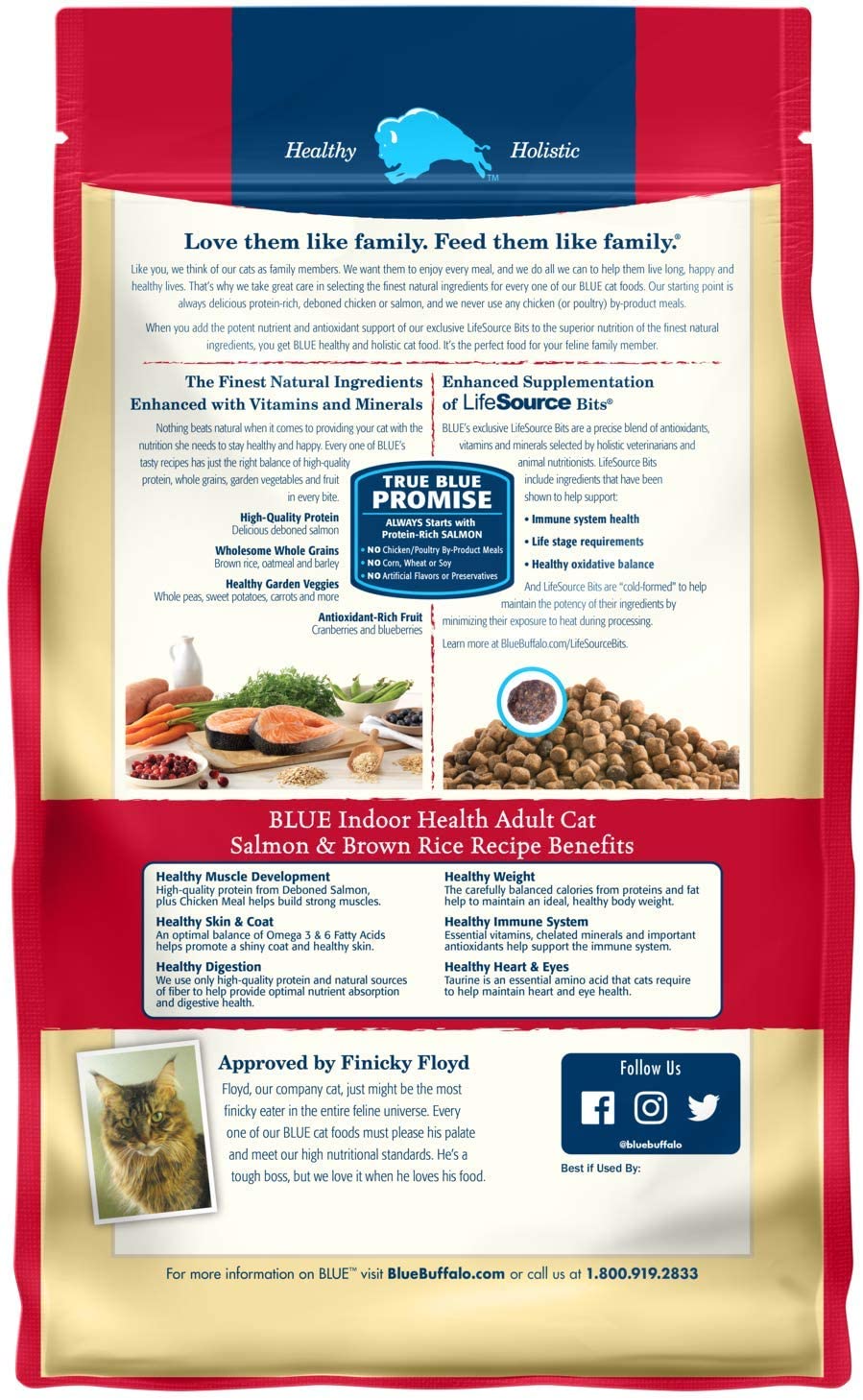 Blue Buffalo Indoor Health Natural Adult Dry Cat Food. Salmon & Brown Rice.  7 Pound (Pack of 1)