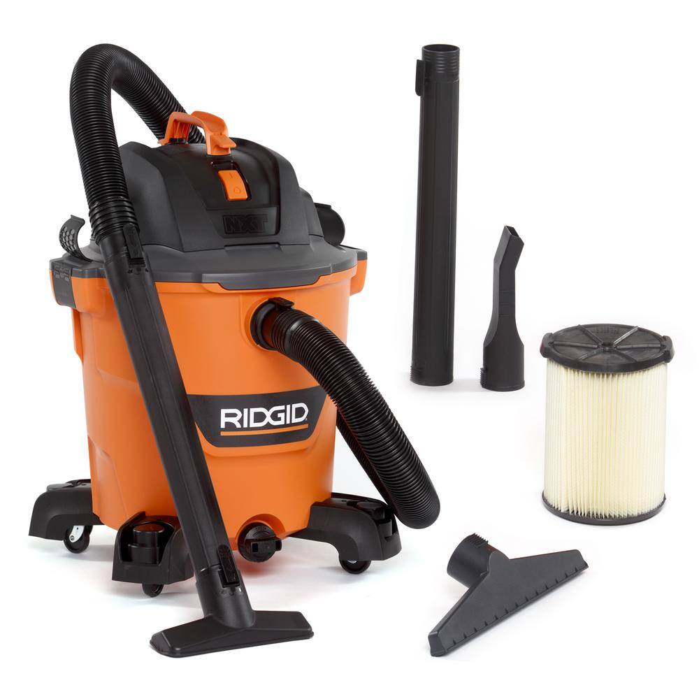 RIDGID 12 Gallon 5.0 Peak HP NXT Wet/Dry Shop Vacuum with Filter. Locking Hose and Accessories