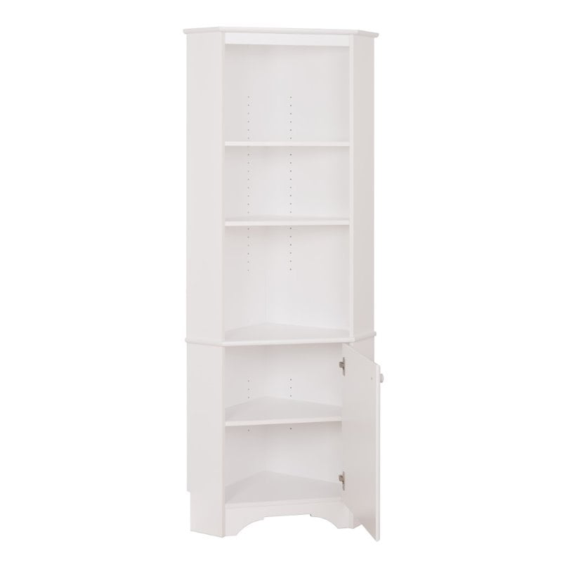 Prepac Elite Tall 1-Door Corner Storage Cabinet. White