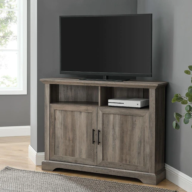 Walker Edison Transitional Gray Wash Corner TV Stand (Accommodates TVs up to 48-in)