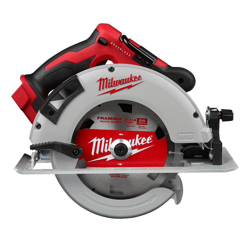 Milwaukee 2631-20-2737-20 M18 18V Lithium-Ion Brushless Cordless 7-1/4 in. Circular Saw and Jig Saw (2-Tool)