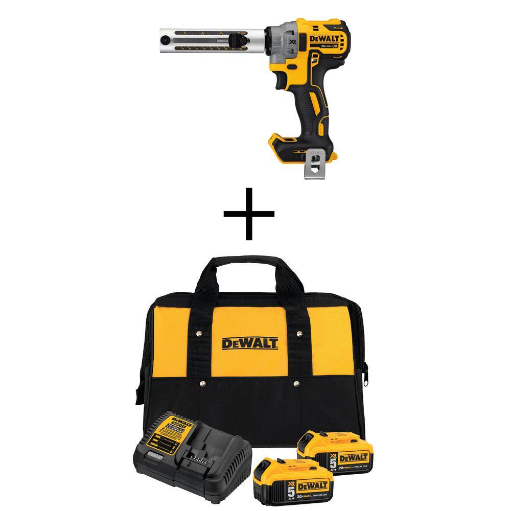 DEWALT DCB2052CKW151B 20V MAX XR Cordless Brushless Cable Stripper. (2) 20V MAX XR Premium Lithium-Ion 5.0Ah Batteries. and Charger