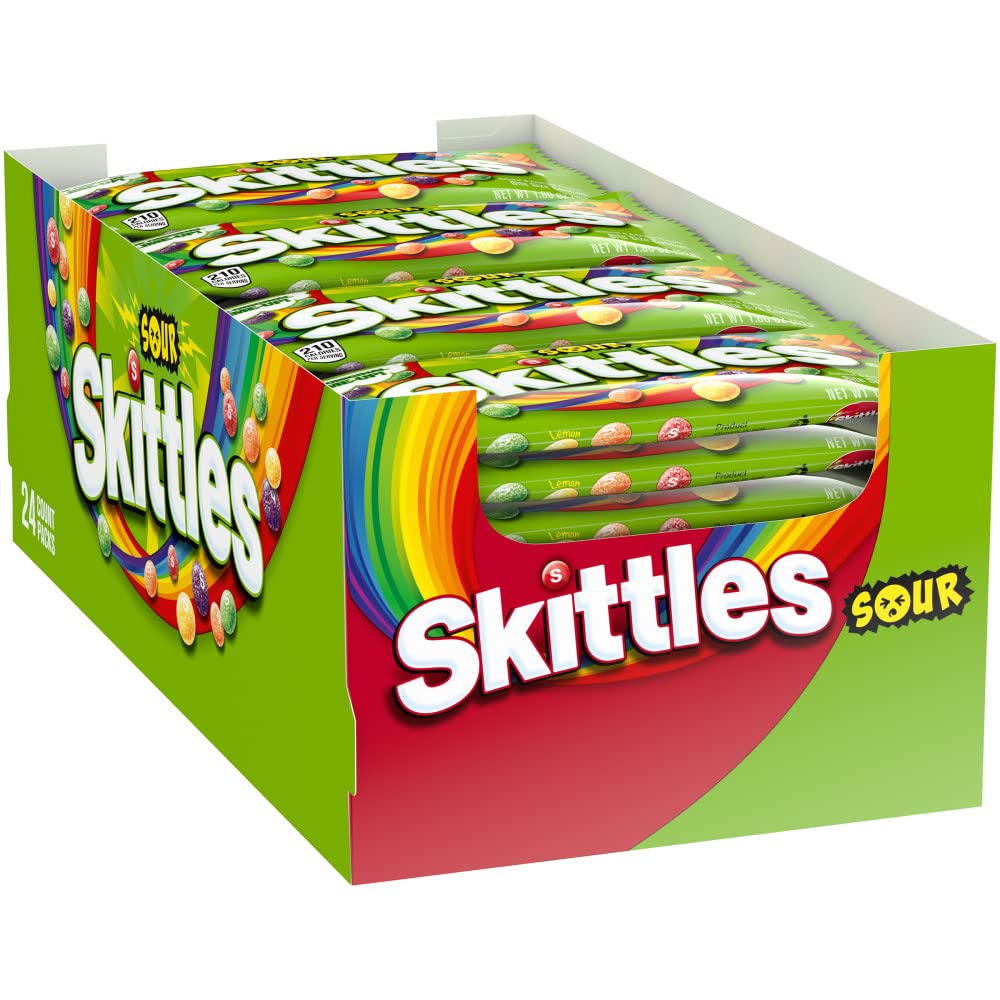 SKITTLES Sour Chewy Candy Bulk Pack. 1.8 oz (24 Full Size Packs)