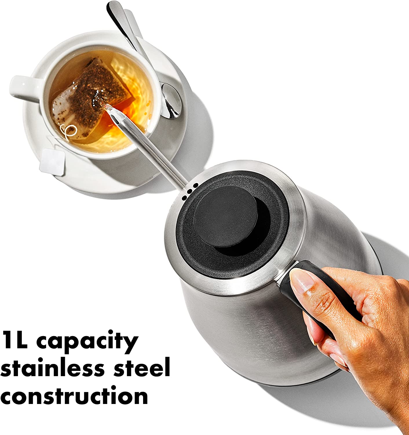 OXO Brew Gooseneck Electric Kettle – Hot Water Kettle. Pour Over Coffee & Tea Kettle. Adjustable Temperature. Built-In Brew Timer. Stainless Steel. 1L​