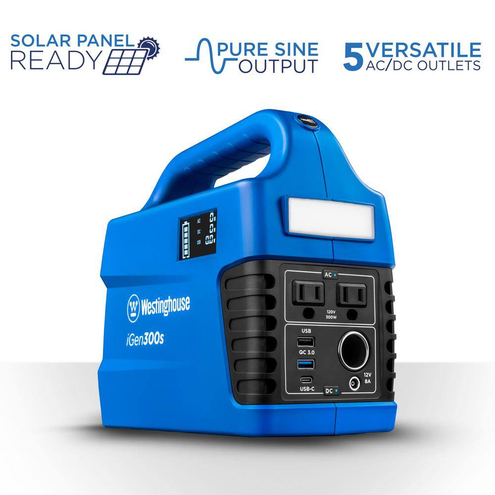 Westinghouse iGen300s iGen300s 300/600-Watt Pure Sine Wave Lithium-Ion Portable Power Station with Power Inverter. LED Display. & Flashlight
