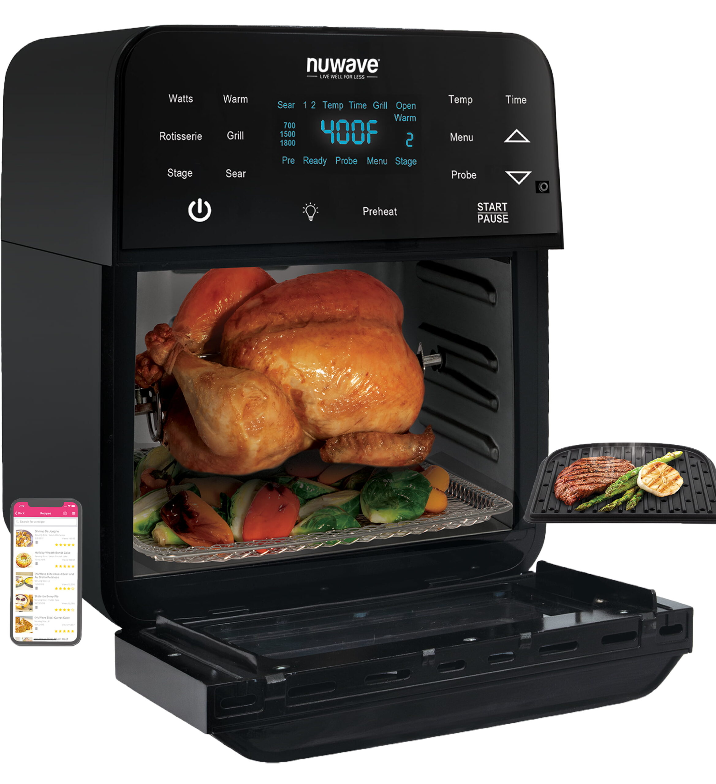 NuWave Brio 15.5-Quart Large Capacity Air Fryer Smart Oven. Powerful 1800W Multilayer Oven
