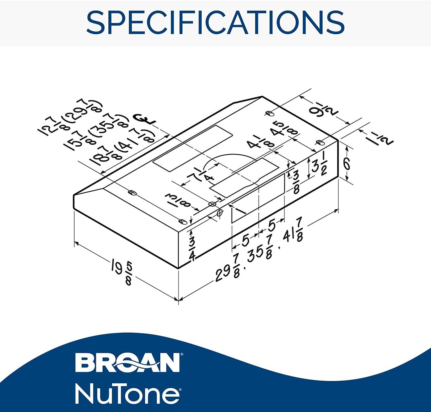 Broan- NuTone BCDF130SS Glacier Convertible Range Hood Light Exhaust Fan for Under Cabinet Stainless Steel. 375 Max Blower CFM. 30-Inch