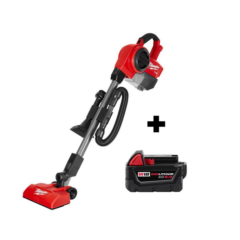 Milwaukee 0940-20-48-11-1850 M18 FUEL 18-Volt Lithium-Ion Brushless .25 Gal. Cordless Jobsite Vacuum with (1) M18 5.0 Ah Battery