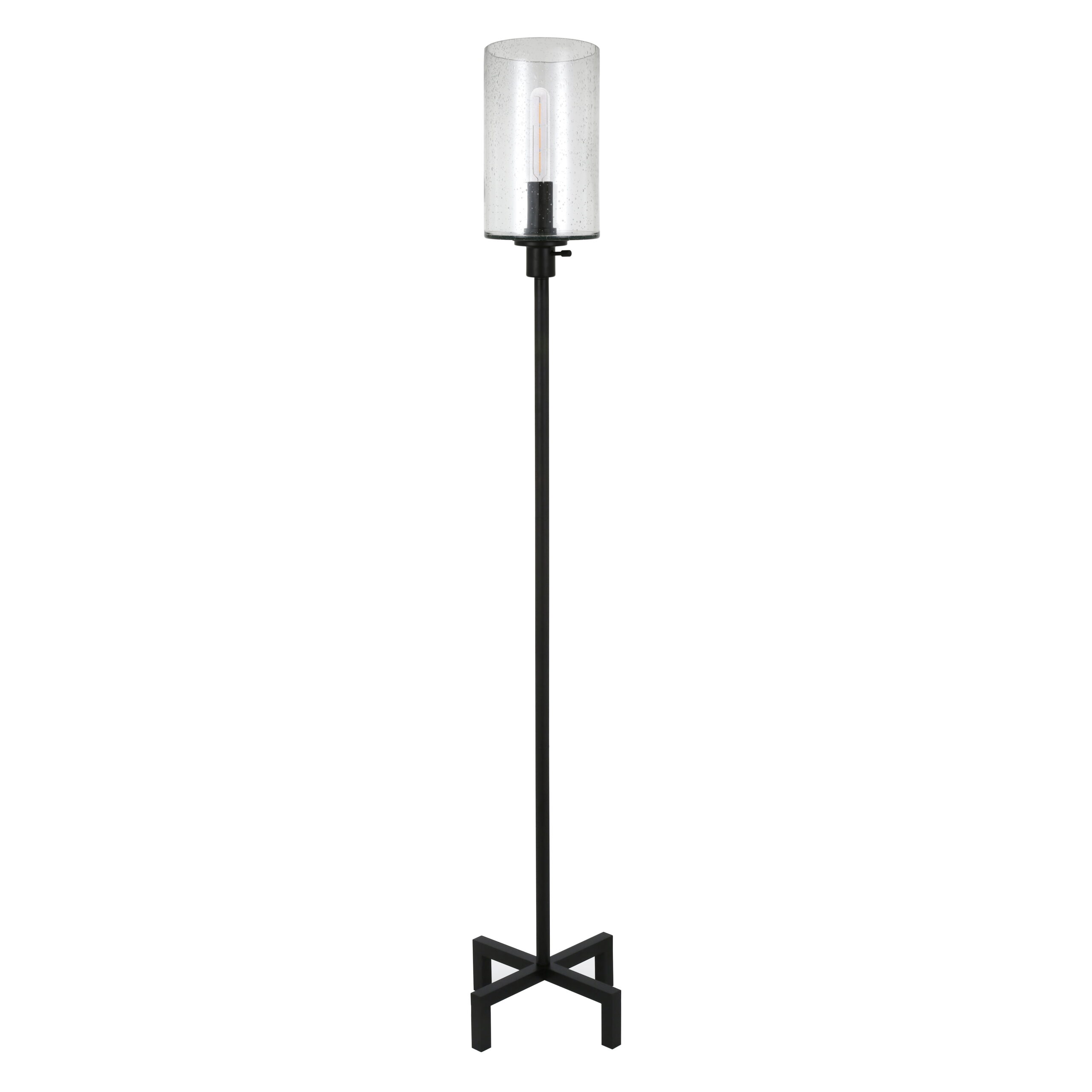 Evelyn&Zoe Industrial Metal Floor Lamp with Seeded Glass Shade