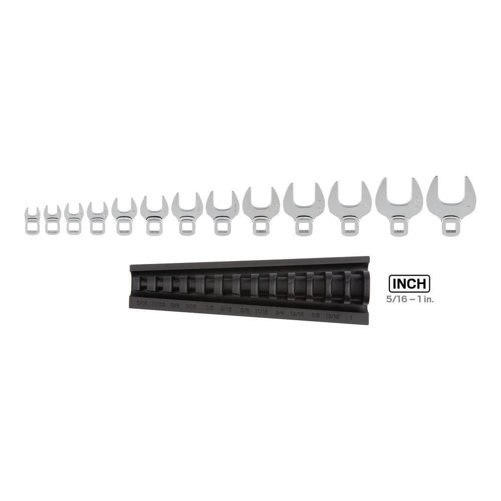 TEKTON WCF92102 3/8 in. Drive Crowfoot Wrench Set. 13-Piece (5/16 in. - 1 in.) - Rack