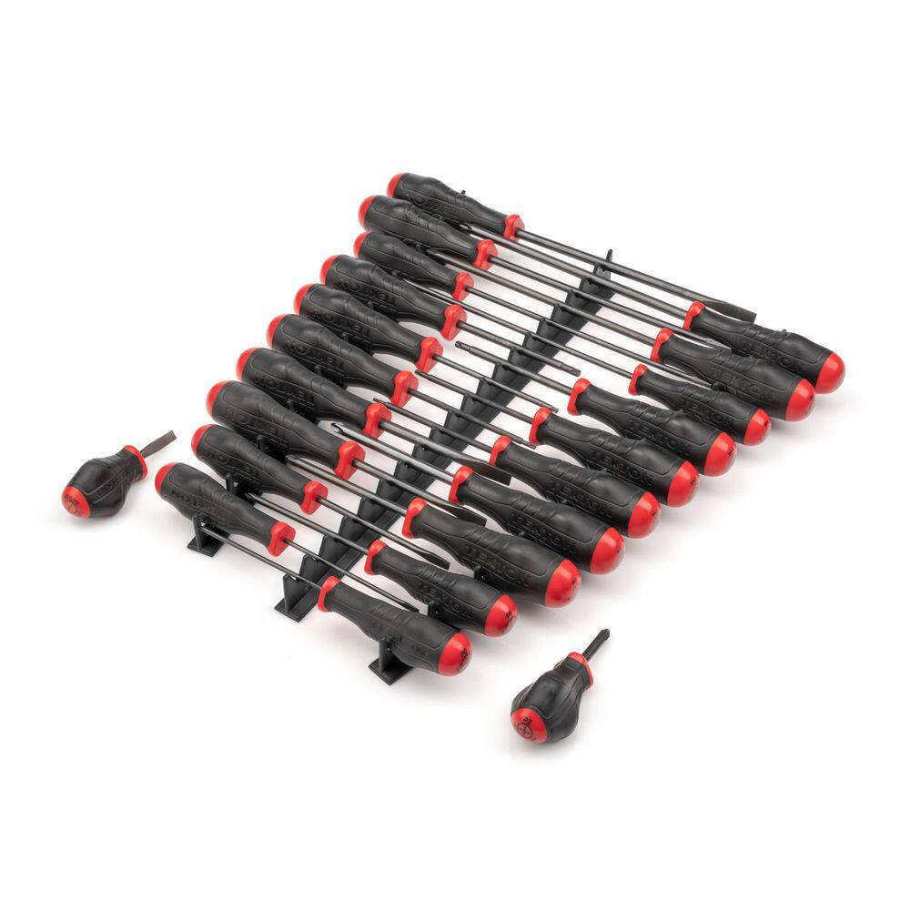 TEKTON DRV41501 High-Torque Black Oxide Blade Screwdriver Set. 22-Piece (#0-#3.1/8-5/16 in.. T10-30) - Black Rails