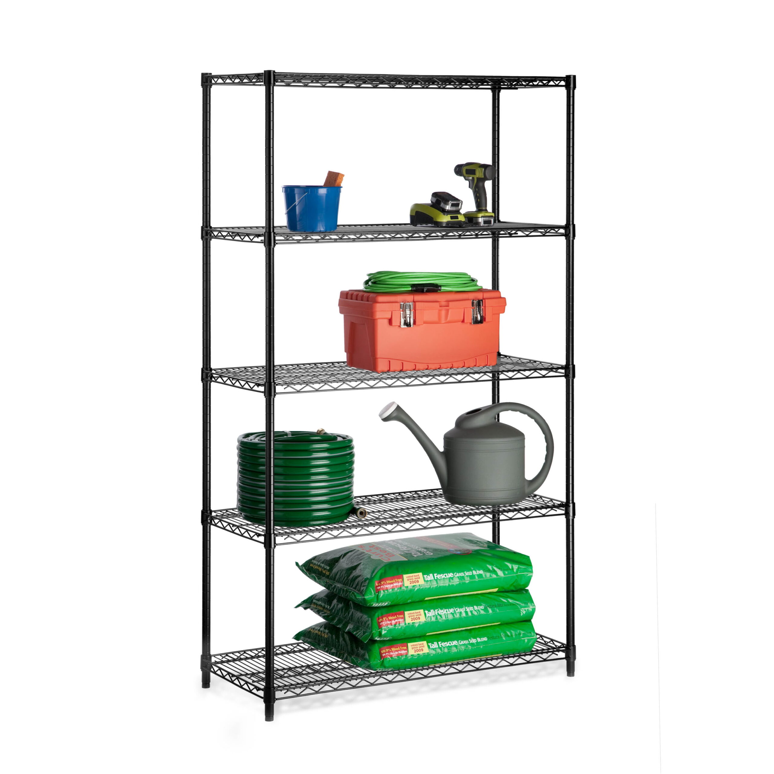 Honey-Can-Do 5-Tier Heavy-Duty Adjustable Shelving Unit With 800-lb Per Shelf Capacity. Black.Shelves & Shelf Units Black.Steel