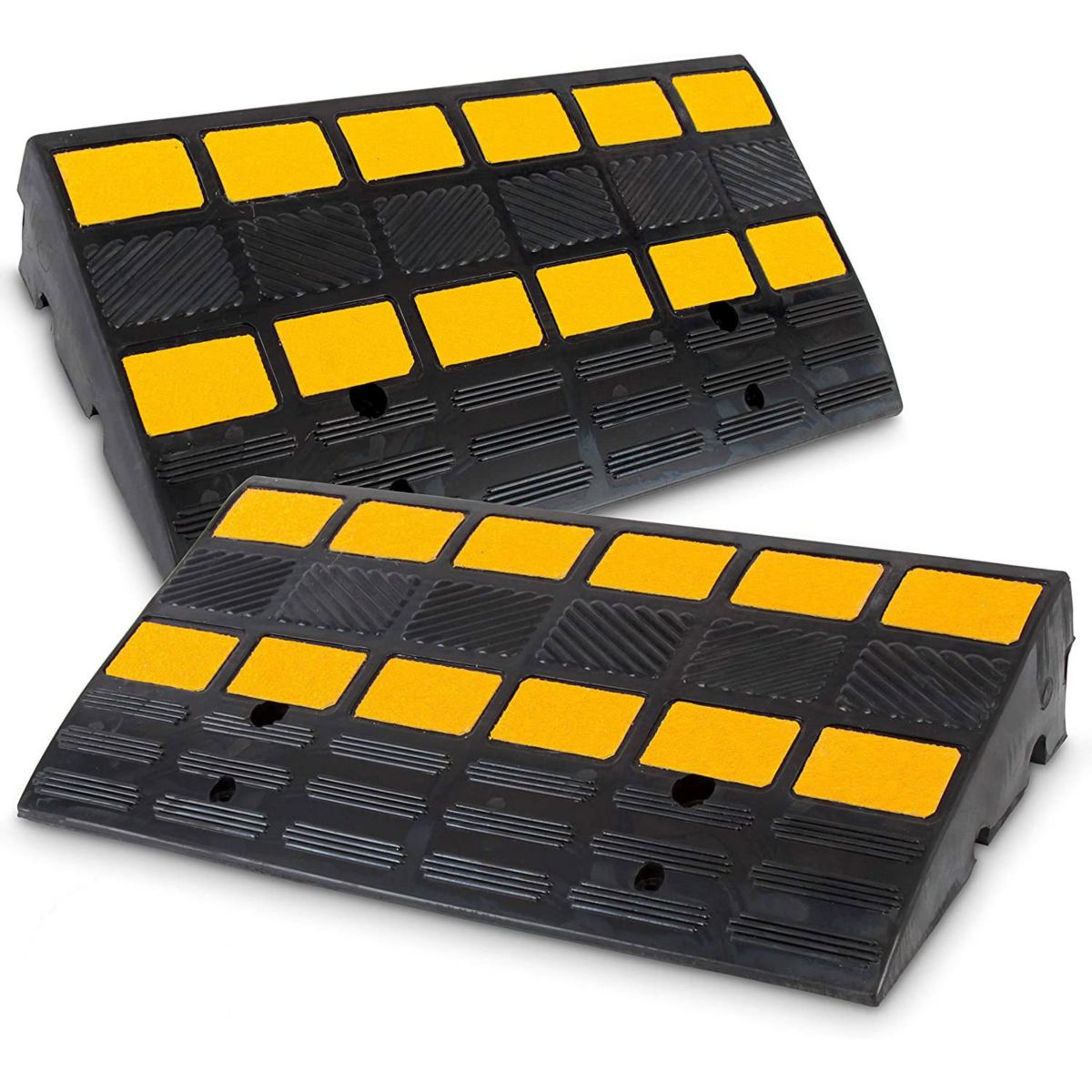 Pyle PCRBDR44 Heavy Duty Curbside Driveway Threshold Curb Ramp. Black (2 Pack)