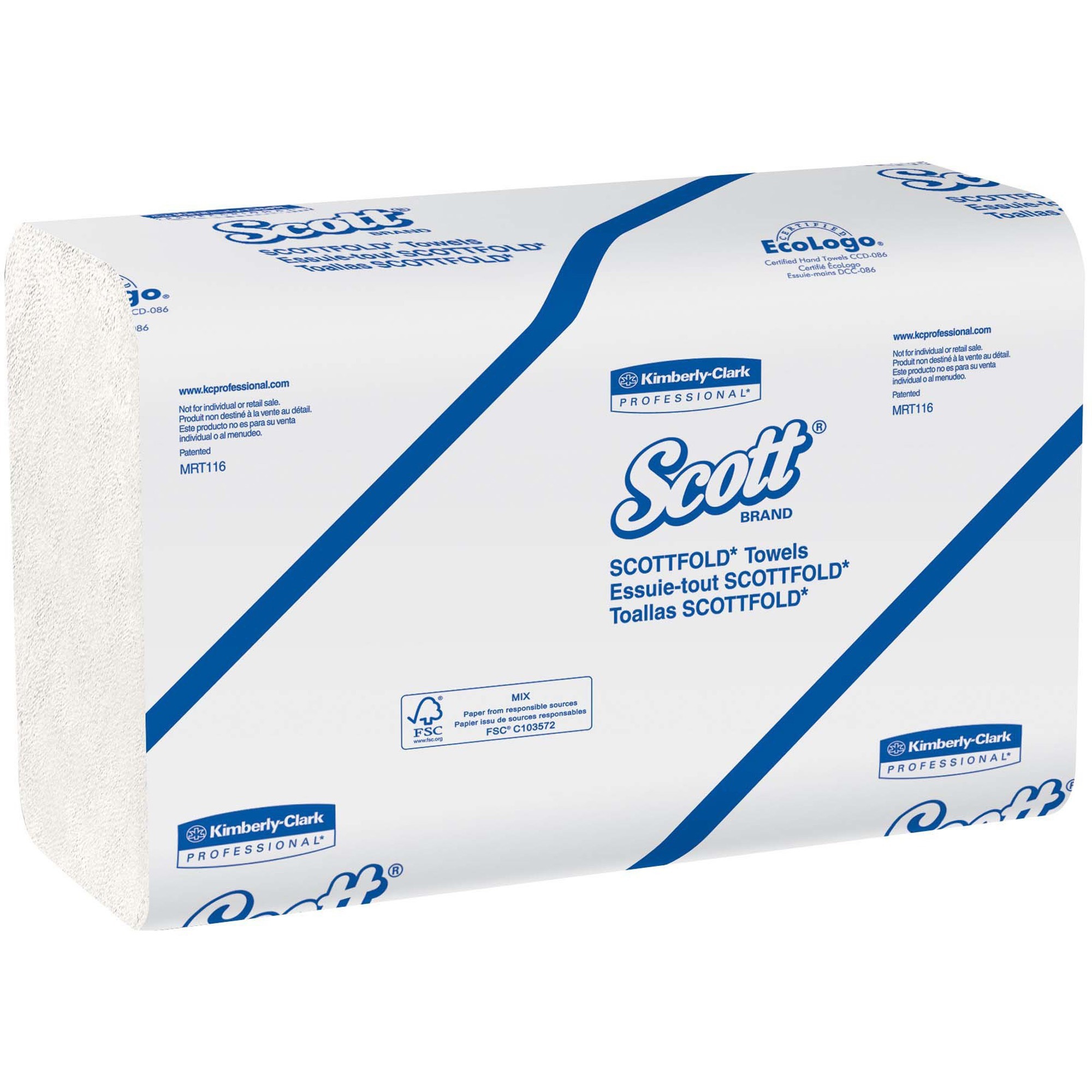 Scott Pro Scottfold Towels. 7.8 x 12.4. White. 175 Towels/Pack. 25 Packs/Carton