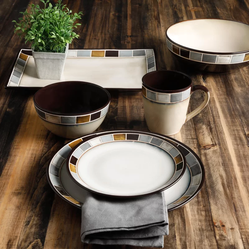 Red Barrel Studio® Weller Stoneware Dinnerware Set - Service for 4 - Gray