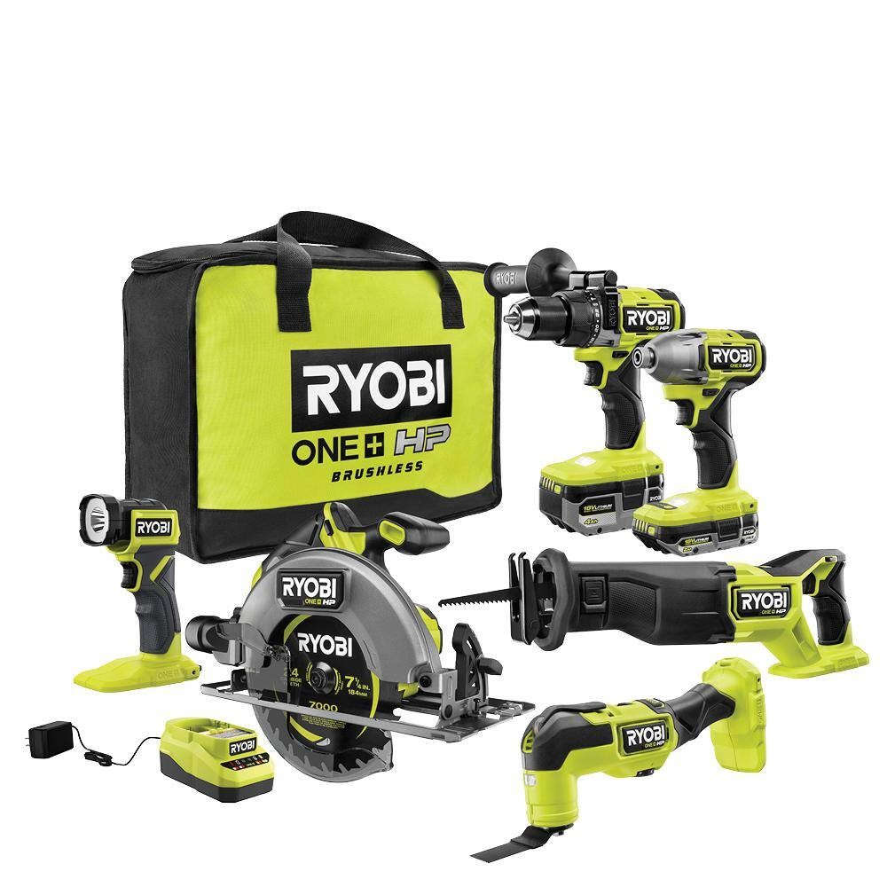 RYOBI PBLCK106K2 ONE+ 18V Cordless Brushless HP 6-Tool Combo Kit