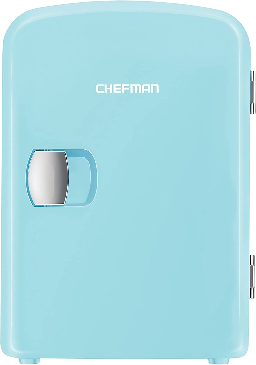 Chefman Mini Portable Blue Personal Fridge Cools Or Heats & Provides Compact Storage For Skincare. Snacks. Or 6 12oz Cans W/ A Lightweight 4-liter Capacity To Take On The Go