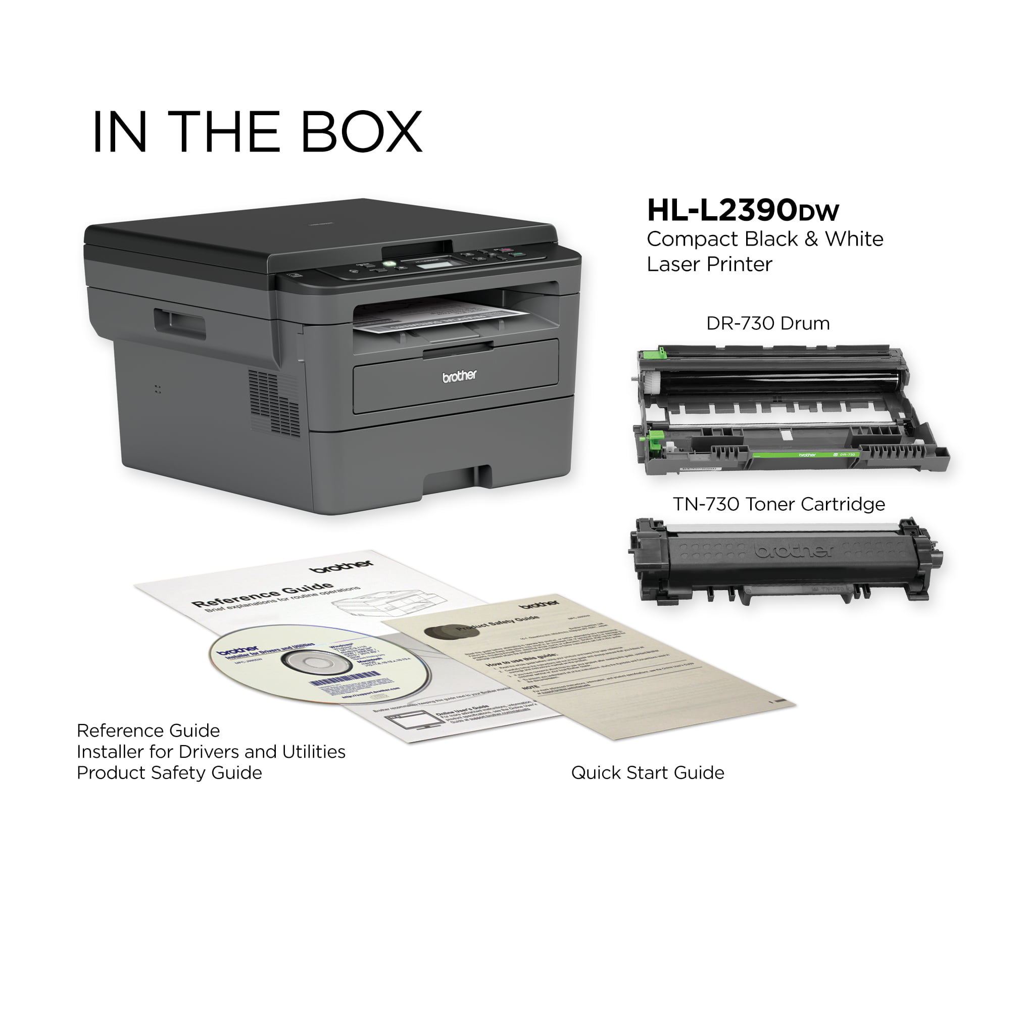 Brother HL-L2390DW Monochrome Laser Printer with Convenient Flatbed Copy & Scan. Duplex Printing and Wireless Connectivity