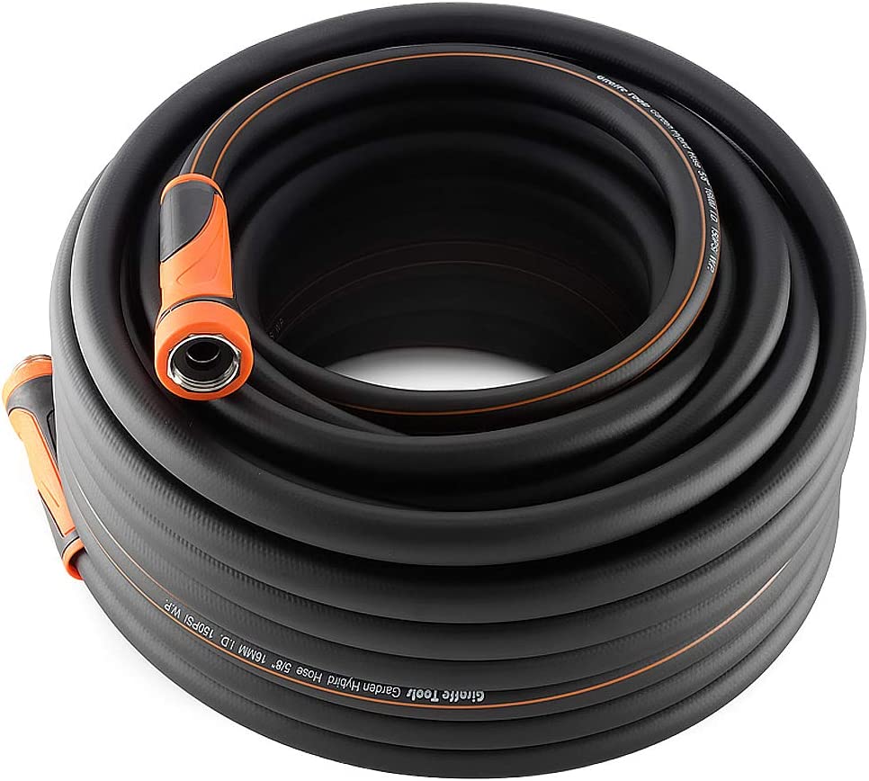 Giraffe Tools Hybrid Garden Hose 100ft x 5/8″. Heavy Duty. Flexible. Lightweight Water Hose with Swivel Grip Handle. Male to Female Fittings (43237-144081)