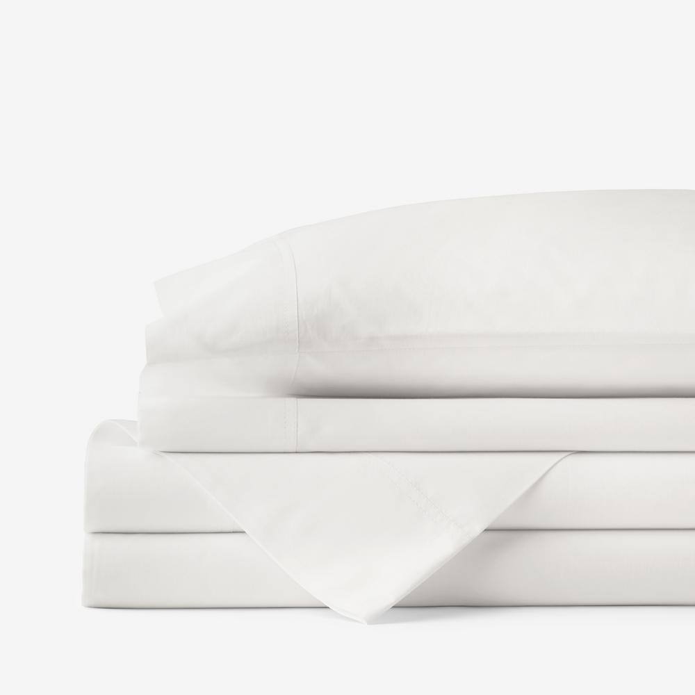 The Company Store  Company Cotton 3-Piece Ivory Solid 300-Thread Count Cotton Percale Twin Sheet Set - Ivory