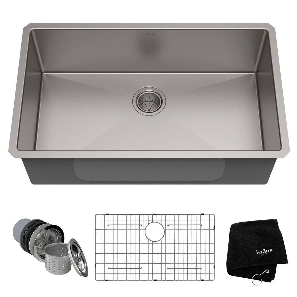 KRAUS  Standart PRO 32in. 16 Gauge Undermount Single Bowl Stainless Steel Kitchen Sink
