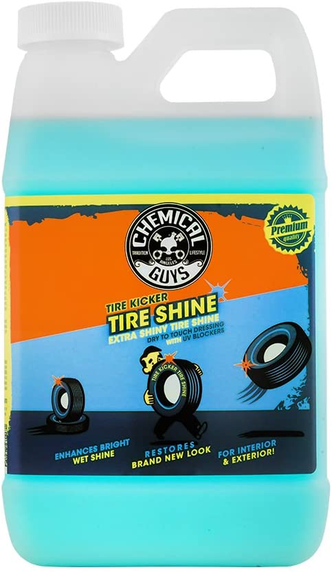 Chemical Guys TVD11364 Tire Kicker Sprayable Extra Glossy Tire Shine (Works on Rubber. Vinyl & Plastic) Safe for Cars. Trucks. Motorcycles. RVs & More. 64 fl oz (Half Gallon)