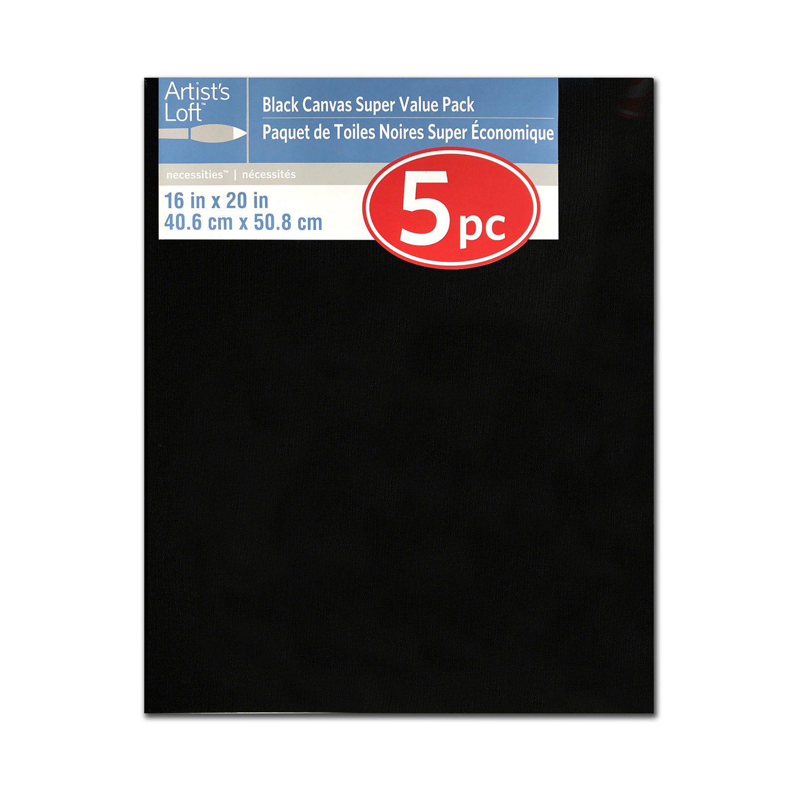 Artist-s Loft Necessities 4 Packs: 5 ct. (20 total) 16″ x 20″ Black Canvas Super Value Pack