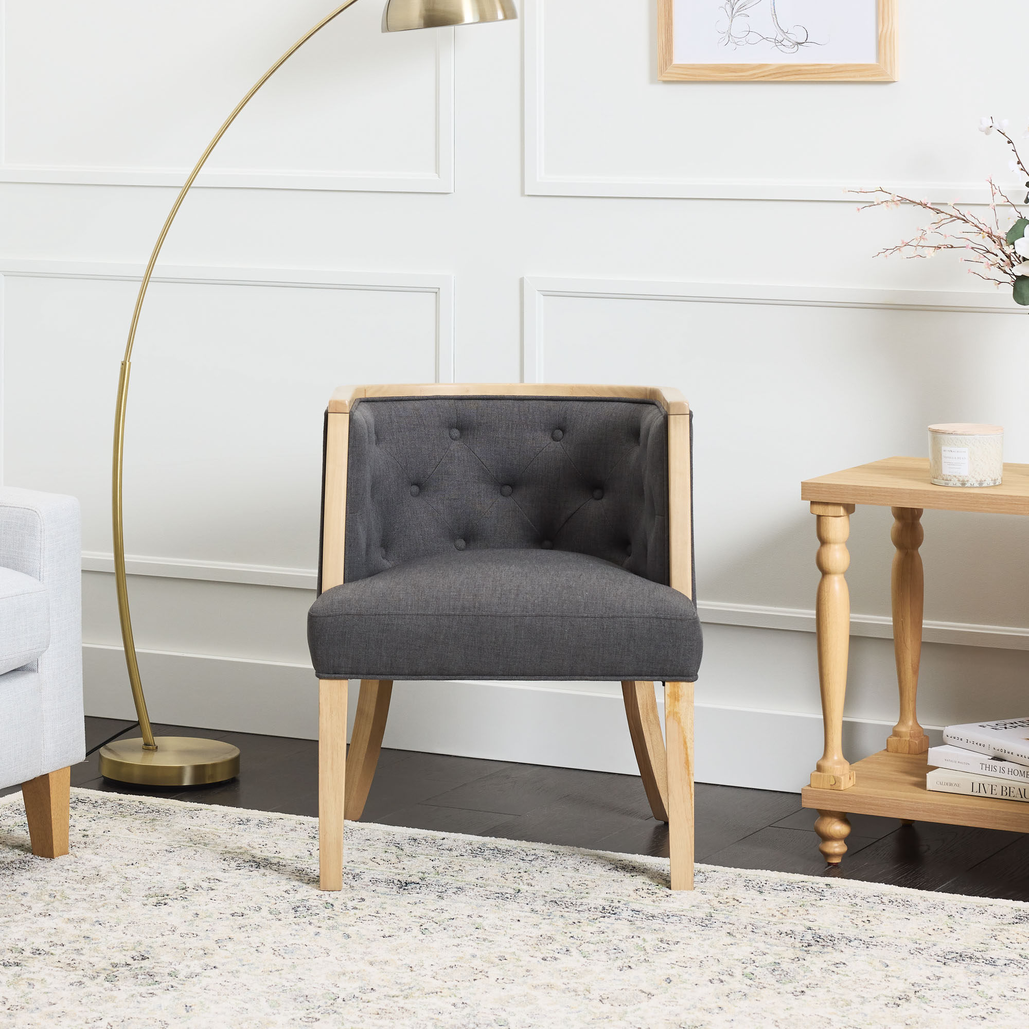 My Texas House Raveena Upholstered Accent Chair. Charcoal