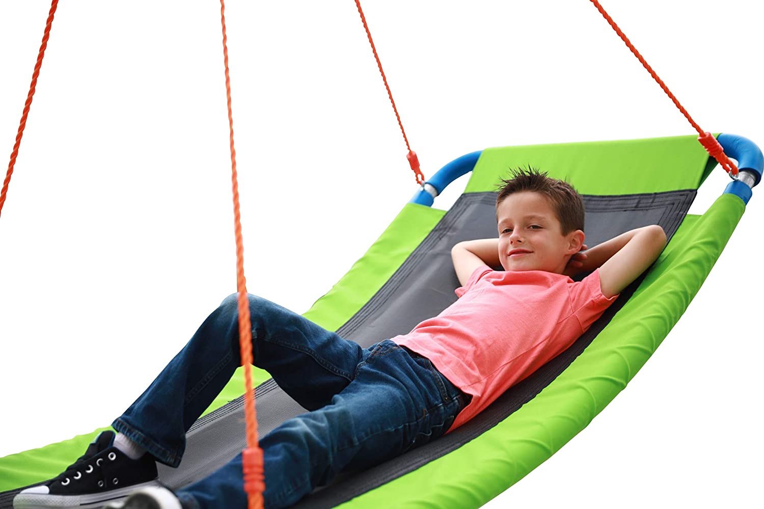 Giant 700lb 60 inch Saucer Tree Swing for Kids Adults - Green Weight Capacity Durable Steel Frame Waterproof Adjustable Ropes Easy to Install Fun