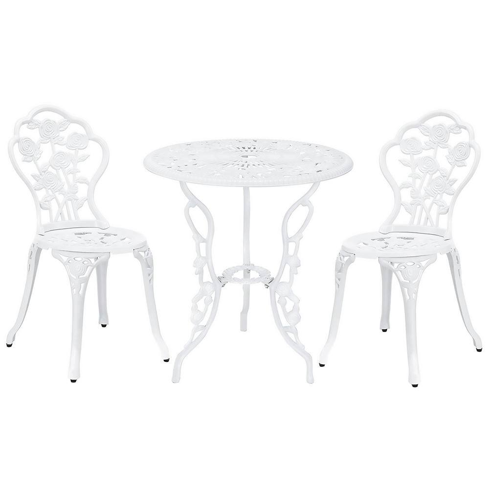 Patio Premier  Rose Garden 3-Piece Cast Aluminum Outdoor Bistro Set in White