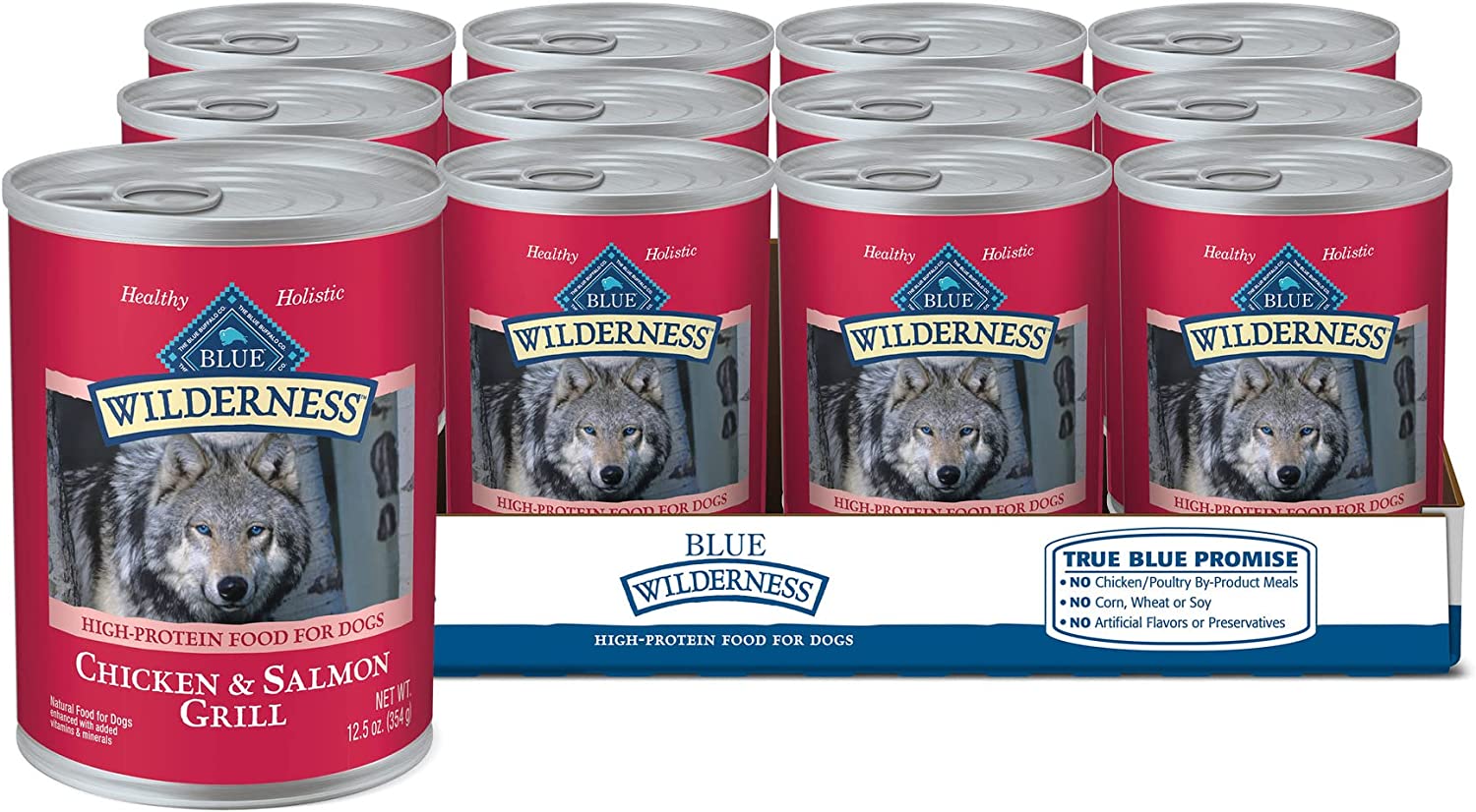Blue Buffalo Blue Wilderness Salmon & Chicken Grill Wet Dog Food. 12.5 oz.. Case of 12