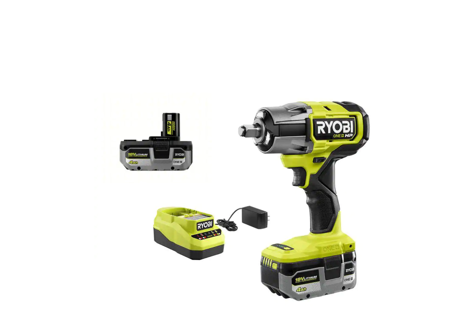 RYOBI P262K1 ONE+ HP 18V Brushless Cordless 4-Mode 1/2 in. Impact Wrench Kit w/ 4.0 Ah HIGH PERFORMANCE Lithium-Ion Battery & Charger